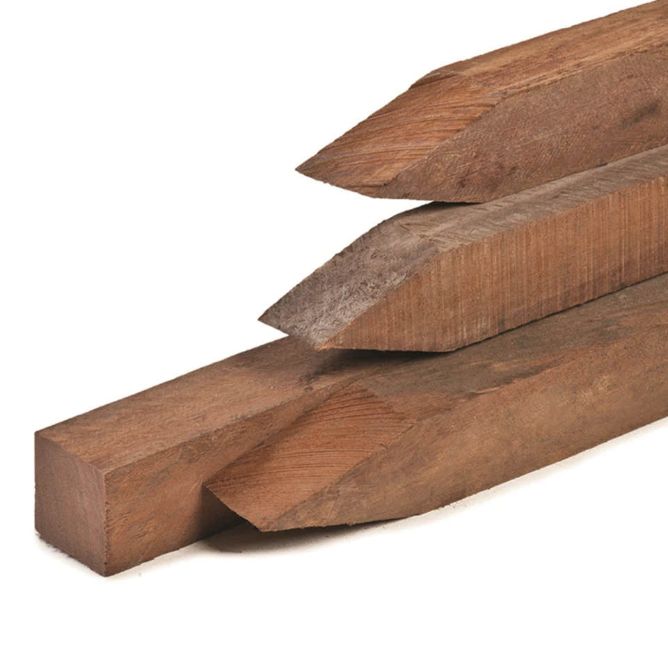Paal Hardhout Met Punt 6.0×6.0x300cm 1 Paal Hardhout Met Punt 6.0×6.0x300cm
