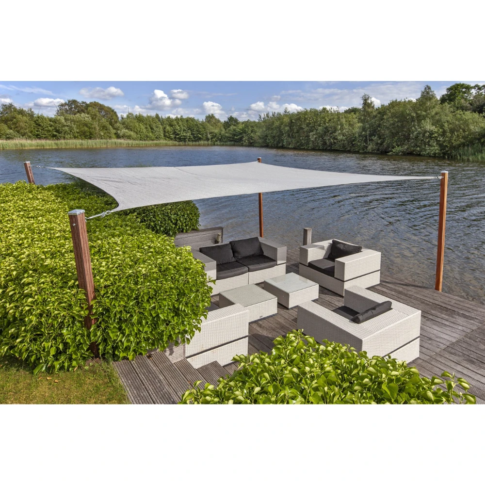 Zonnezeil Vierkant Zilvergrijs 550x550cm 2 Zonnezeil Vierkant Zilvergrijs 550x550cm - Afbeelding 2