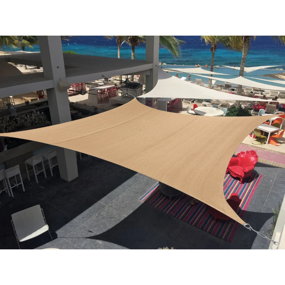 Zonnezeil Vierkant Zandbeige 550x550cm 1 Zonnezeil Vierkant Zandbeige 550x550cm