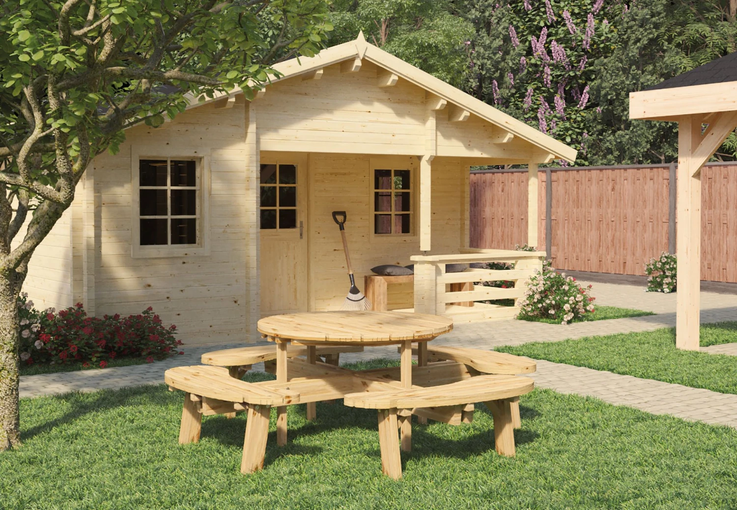 Picknicktafel Rond Geïmpregneerd Vuren 219×73 1 Picknicktafel Rond Geïmpregneerd Vuren 219×73