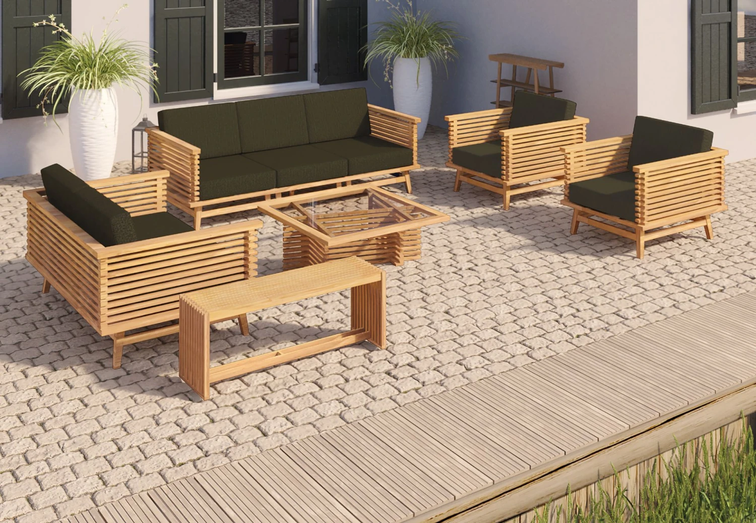 Teak 2-zits Bank Riverside 2 Teak 2-zits Bank Riverside - Afbeelding 2